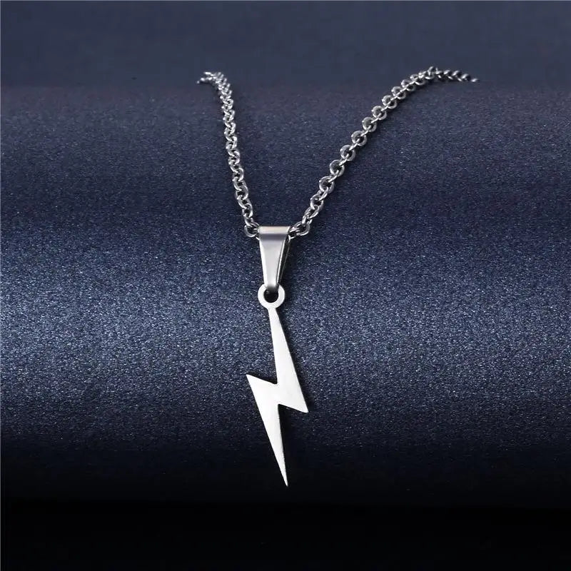 Lightning Pendant Necklace Chain 304 Stainless Steel Necklace for Women Men Party Ornament Jewelry Gift