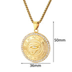 Ancient Egypt The Eye of Horus Pendant Gold Male Color Stainless Steel Zircon Round Necklace for Men Egyptian Jewelry Gift 2025