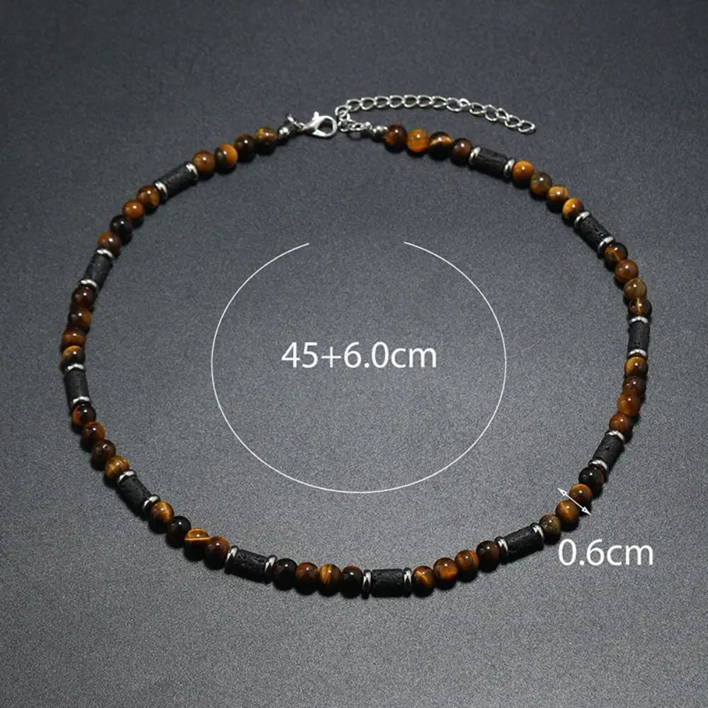 Bohemian Natural Stone Beaded Necklace, Minimalist Design