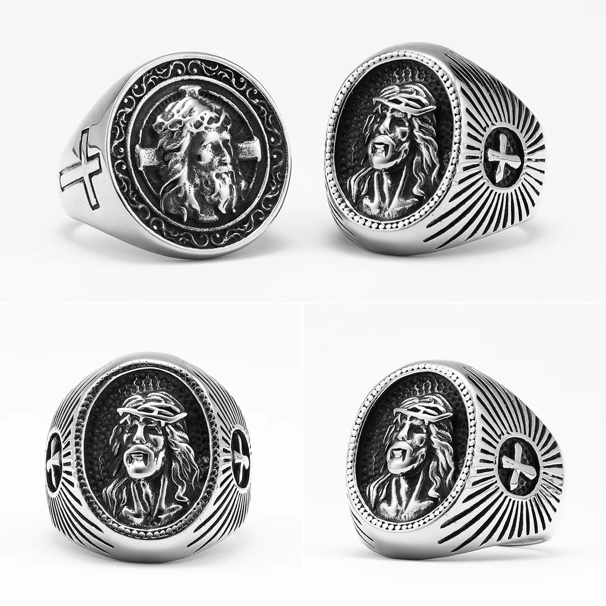 Cross Jesus Ring Stainless Steel