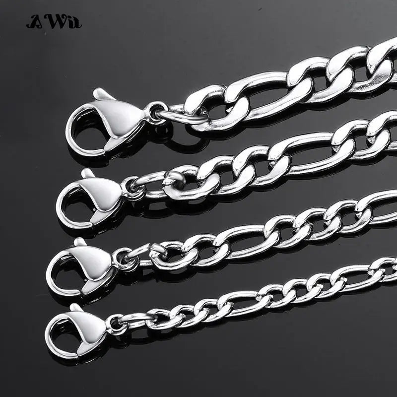 AWit 2022 Fashion Classic Figaro Chain Necklace Men Stainless Steel Long Necklace For Men Women Chain Jewelry