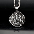 New Jewelry Viking War Horse Greek Latin Knights stainless steel Templar Exquisite Commemorative Seal Pendant Necklace