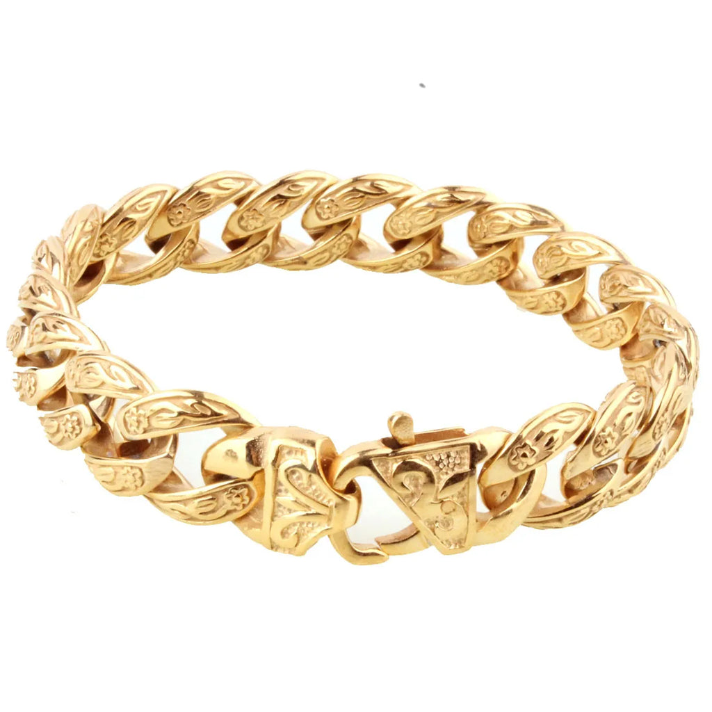Gold Cuban Link Chain Bracelet 15mm — Gold