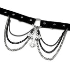 Gothic Cross Leather Choker Necklace — Silver