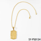 Luxury 24K 9999 Pure Gold real gold Men's Hip-Hop Necklace Vintage Pendant European Cross Embossed Square Brand Pendant