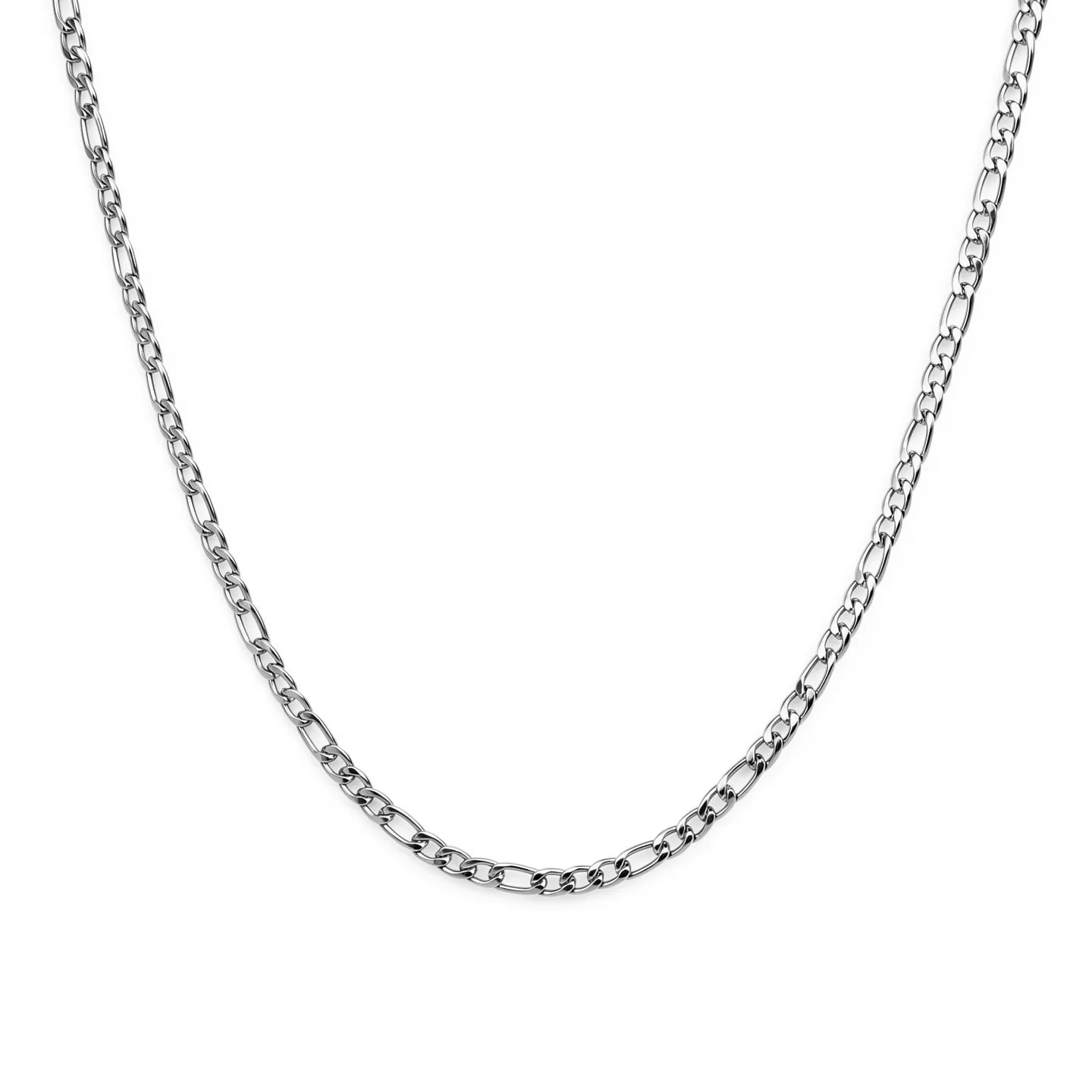 Necklace for man Stainless Steel Figaro Chain 58cm, Non-Tarnish NK 3:1 Link Necklace, Waterproof Minimalist Hip Hop Jewelry