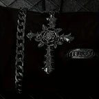 3PCS Cross Necklace Bracelet Ring Set — Two-Tone