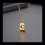 Letter Pendant Square Chain — Gold