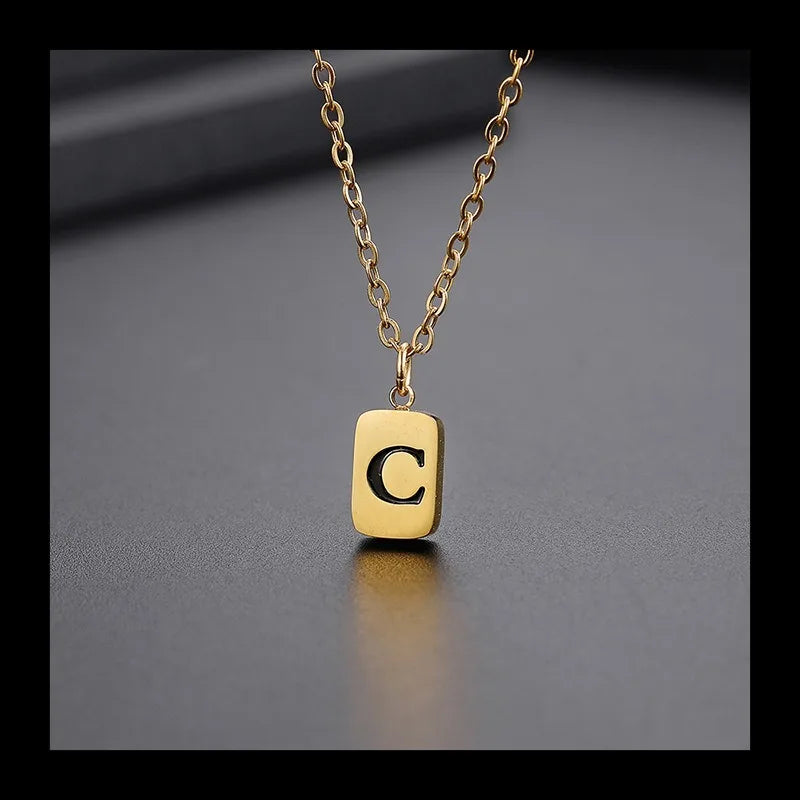 Letter Pendant Square Chain — Gold