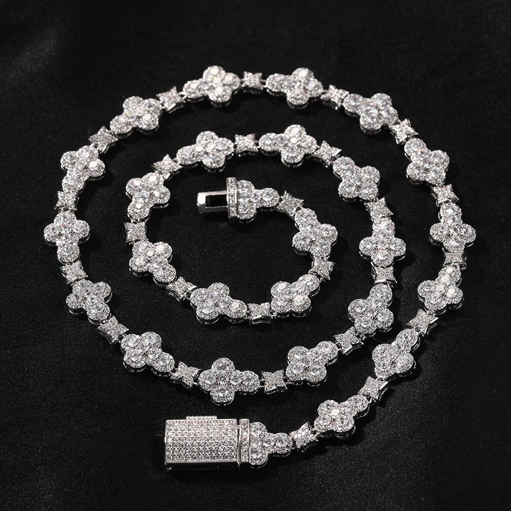 THE BLING KING Iced Out Cross Star Link Chain Baguettecz Cubic Zirconia Cross Pendant Necklace Charm Fashion Hiphop Jewelry