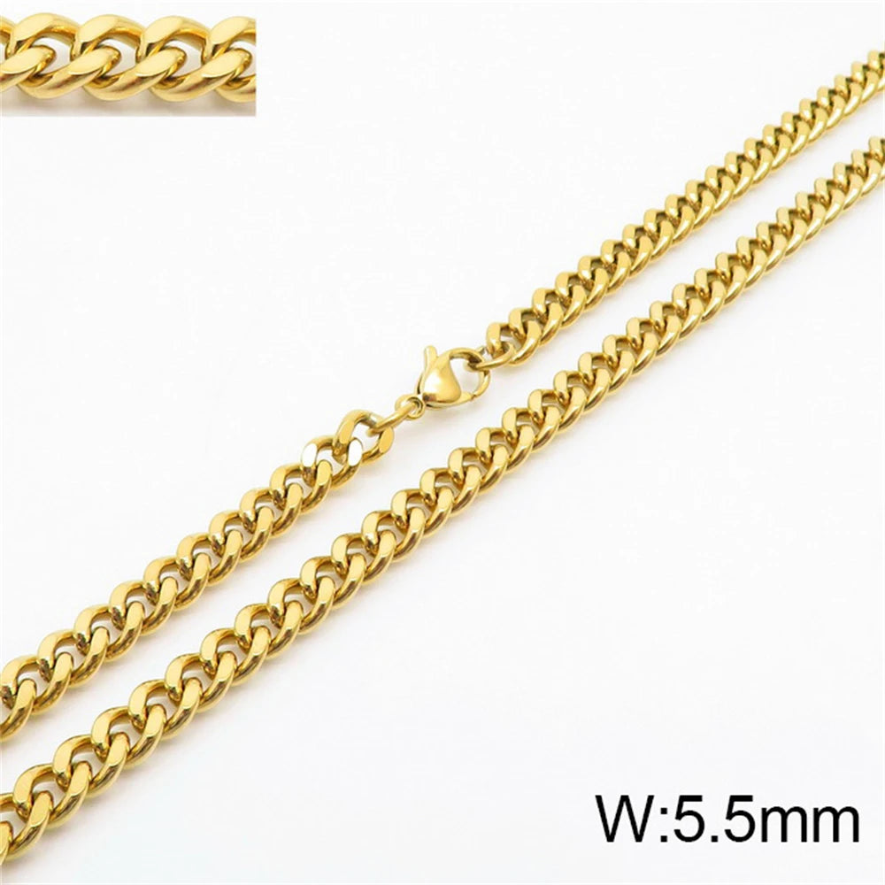 Punk Curb Cuban Link Chain Men Women Stainless Steel Long Necklace Fashion Tide Hip Hop Sweater Accessories Party Jewelry Gifts
