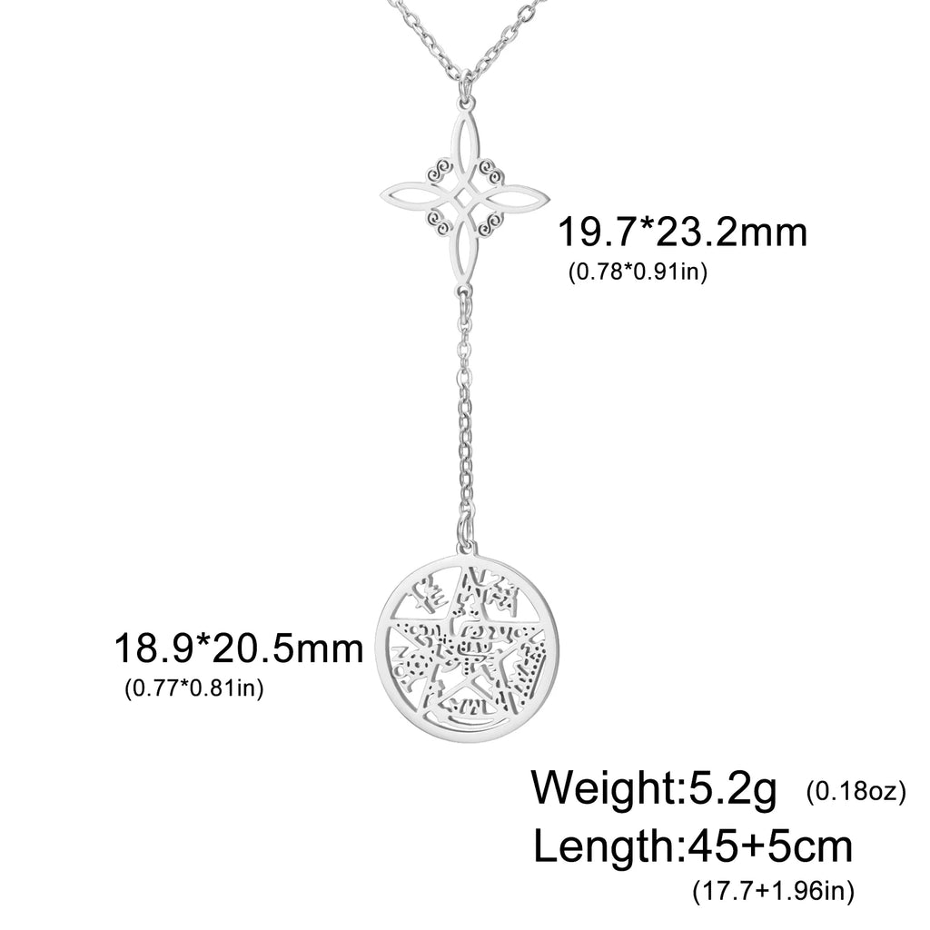 Witch Knot Pentagram Double Amulet Protection Necklace
