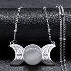 Celtic Moon Pendant Necklace — Stainless Steel