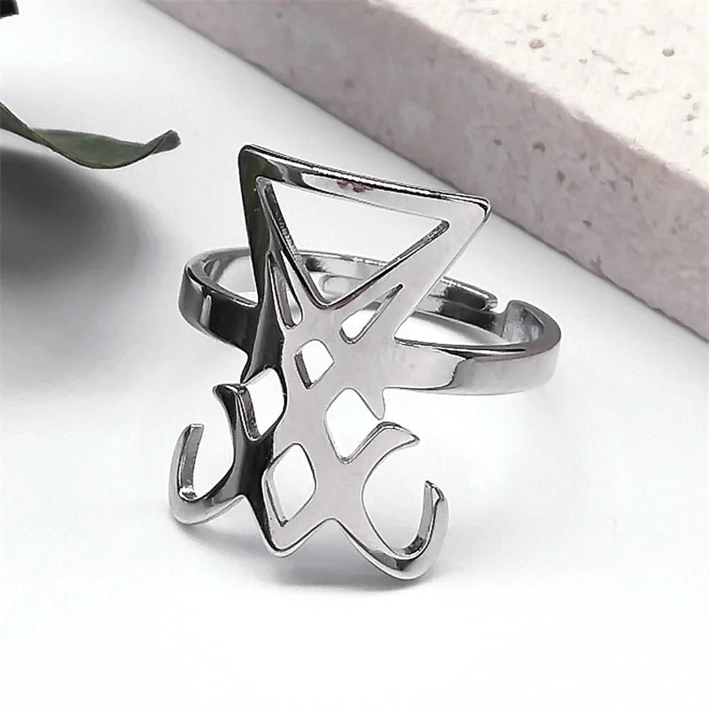 Gothic Sigil Ring — Stainless Steel Adjustable