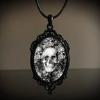 Gothic Crow Black Forest Charm Necklace Fashion Witch Jewelry Gift Pagan Cross Black Cat Skull Glass Pendant Necklace