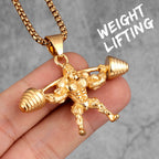 Go Fit Dumbbell Pendant Necklace — Stainless Steel