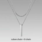 Vertical Bar Rope Cuban Chain Pendant — SS