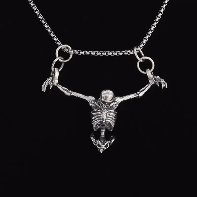 Retro Gothic Golden Cross Skull Pendant Necklace for Men Fashion Party Rock Motorcycle Riding Punk Jewelry Gift