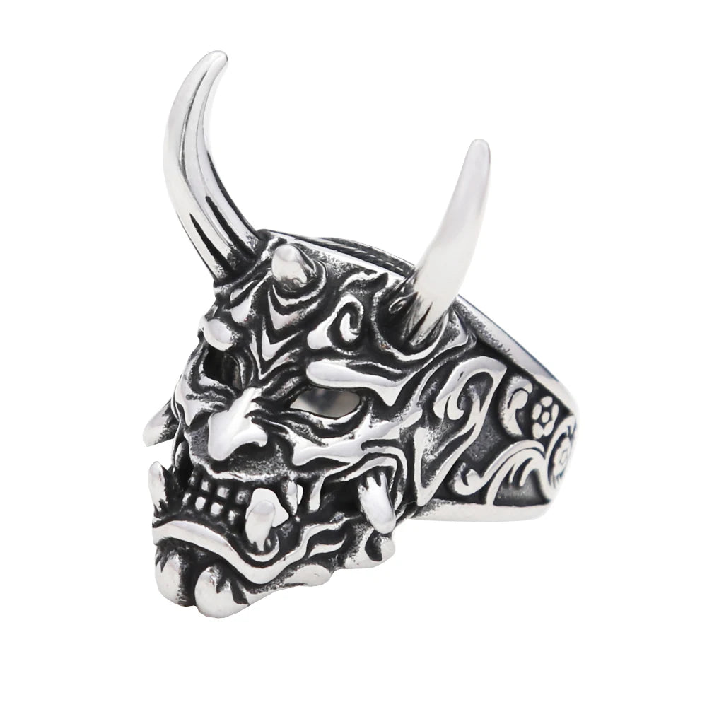 Fashion Punk Vintage Skull Ring Stainless Steel Gothic Biker Ring For Men Women Unique Viking Amulet Jewelry Gift