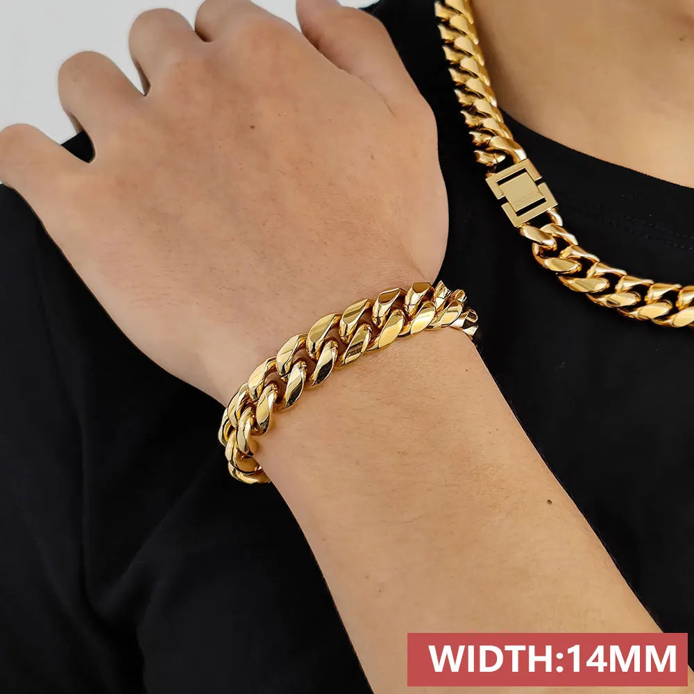Stainless Steel Cuban Bracelet Miami Rectangle