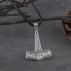 Viking Jewelry antique silver color rune thor hammer pendant necklace with cotton necklace chain