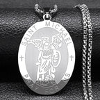 Archangel St.Michael Protect Me Necklace Stainless Steel Saint Shield Protection Male Necklace Jewelry corrente
