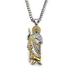 San Judas Tadeo Pendant Necklace for Men Women Stainless Steel Gold Silver Color Saint Jude Thaddeus Chain Amulet
