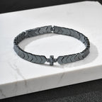 Vnox Cross Beaded Bracelet for Men Him, Dark Gothic Chain Link Jewelry, Punk Religious Statement Gift for Dad Father