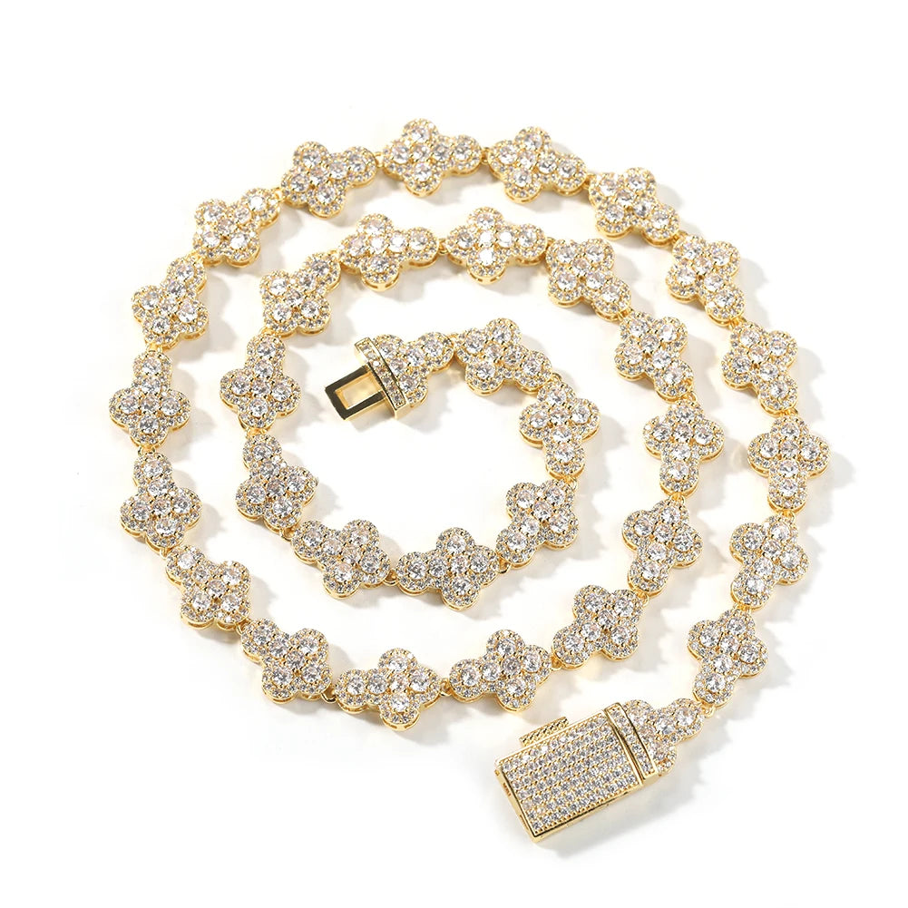 UWIN Tennis Chain Necklace with Full Iced Star/Cross CZ Stones Fashion Luxurious Choker Hip Hop Jewelry for Gift