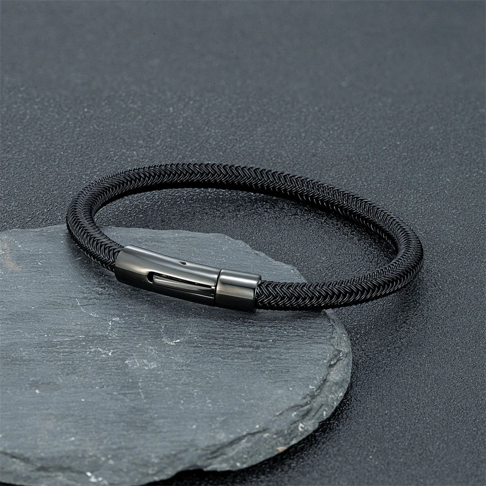 Simple Waterproof 6mm Wire Rope Bracelet For Men Women Stainless Steel Never Fade Handmade Bangles Male Charm Jewelry DIY Gifts