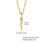 Italian Horn Charm Pendant Necklace — Stainless Steel