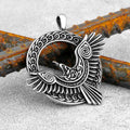 Nordic Odin Crow Skull Pendant Necklace Gothic Stainless Steel Raven Skull Compass Rune Necklace for Men Punk Jewelry