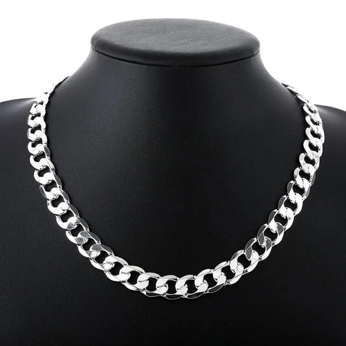 12MM Classic Silver Chain Necklace