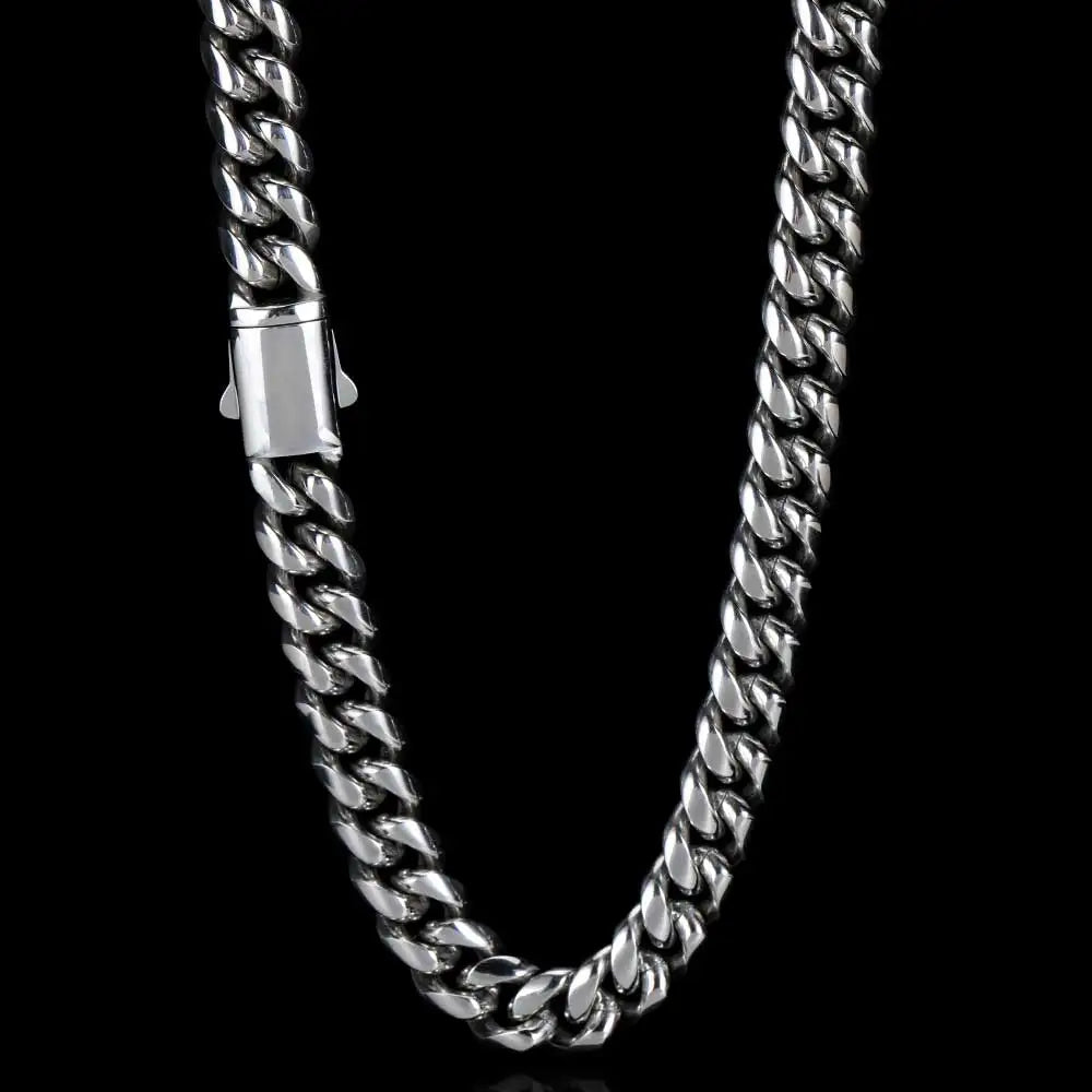 Stainless Steel Cuban Chain Necklace Miami 8/10/12MM