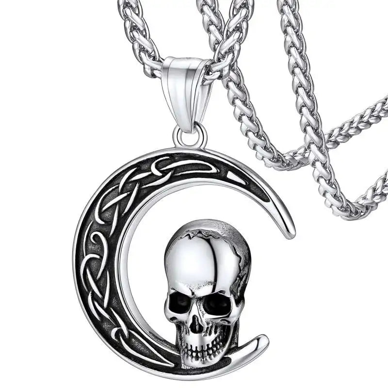 Skull Pendant Necklace — Stainless Steel Gothic