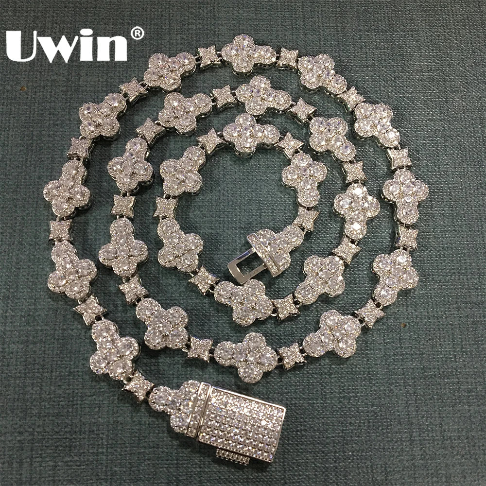 UWIN Tennis Chain Necklace with Full Iced Star/Cross CZ Stones Fashion Luxurious Choker Hip Hop Jewelry for Gift