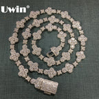 UWIN Tennis Chain Necklace with Full Iced Star/Cross CZ Stones Fashion Luxurious Choker Hip Hop Jewelry for Gift