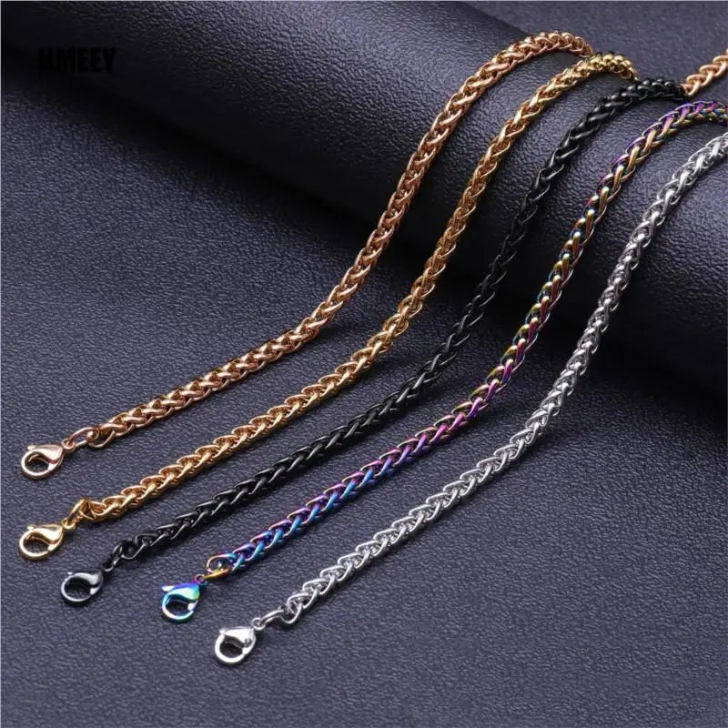 Hmeey 3MM-8MM STAINLESS STEEL TWIST LONG CHAIN NECKLACE FOR MEN Neck Punk Jewelry Pendant Accessories Male Chains