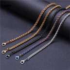 Hmeey 3MM-8MM STAINLESS STEEL TWIST LONG CHAIN NECKLACE FOR MEN Neck Punk Jewelry Pendant Accessories Male Chains