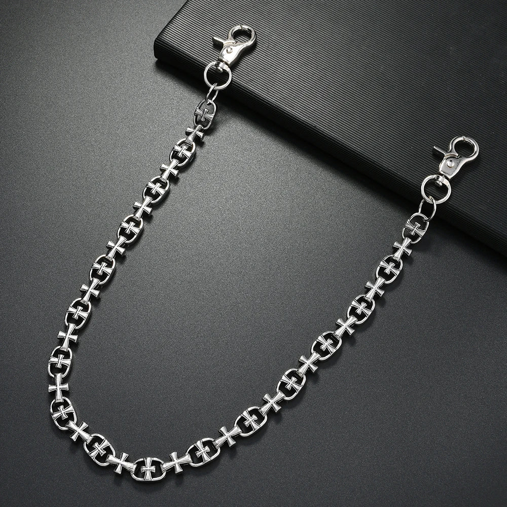 Punk Rock Cross Wallet Chain Necklace — Zinc Alloy
