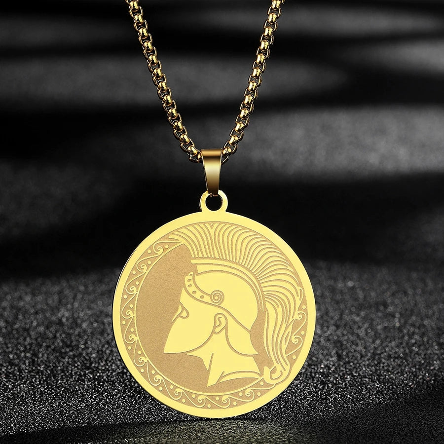 QIMING Dainty Saint George Pendant Necklace For Men Stainless Steel Warrior St. George's Dragon Medallion Mythology