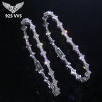 925 VVS Moissanite Star Chain Bracelet Hip Hop Jewelry Bling Iced Out Tennis Cross Bracelet Sterling Silver with GRA 7/8inch