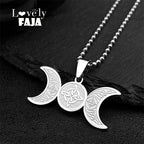 Viking Steel Pendant Wiccan Triple Moon Goddess