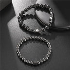 Black-Tone Beaded Bracelet Set — 6mm 8mm Wrap
