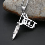 Vintage Stainless Steel Tattoo Machine Tool Pendant Necklace For Men Women Punk Hip Hop Tattoo Artist Gifts Jewelry