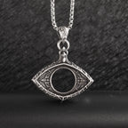 Vintage Hollow Devil's Eye Pendant Necklace Men Women Punk Hip Hop Cycling Jewelry Gift
