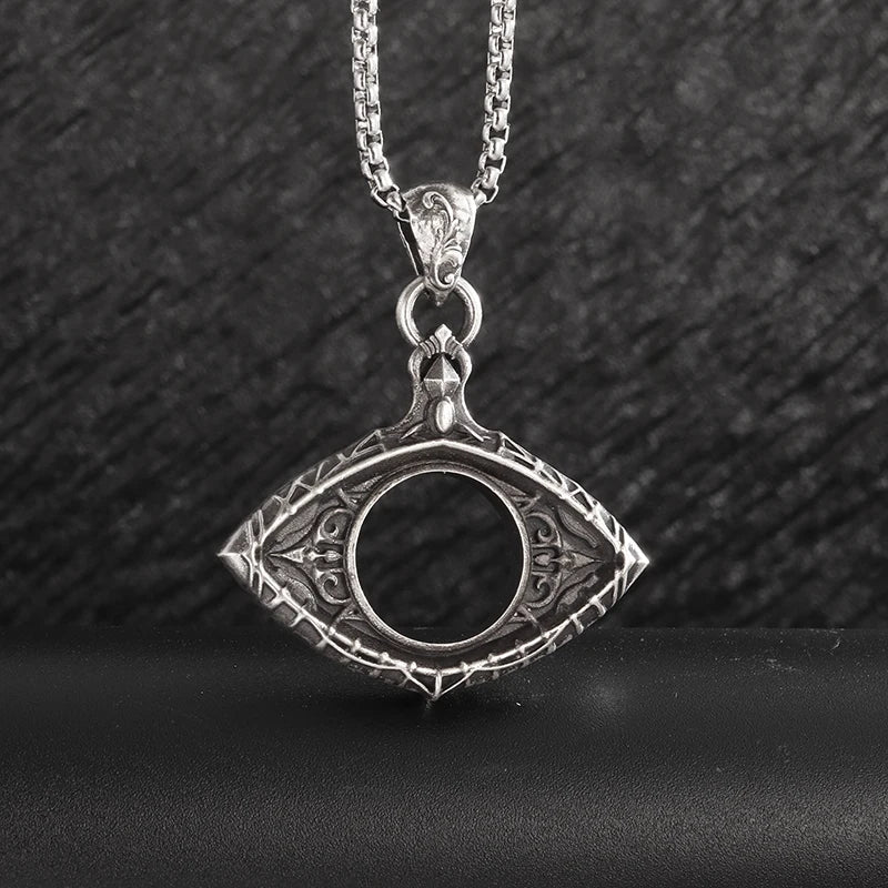 Vintage Hollow Devil's Eye Pendant Necklace Men Women Punk Hip Hop Cycling Jewelry Gift