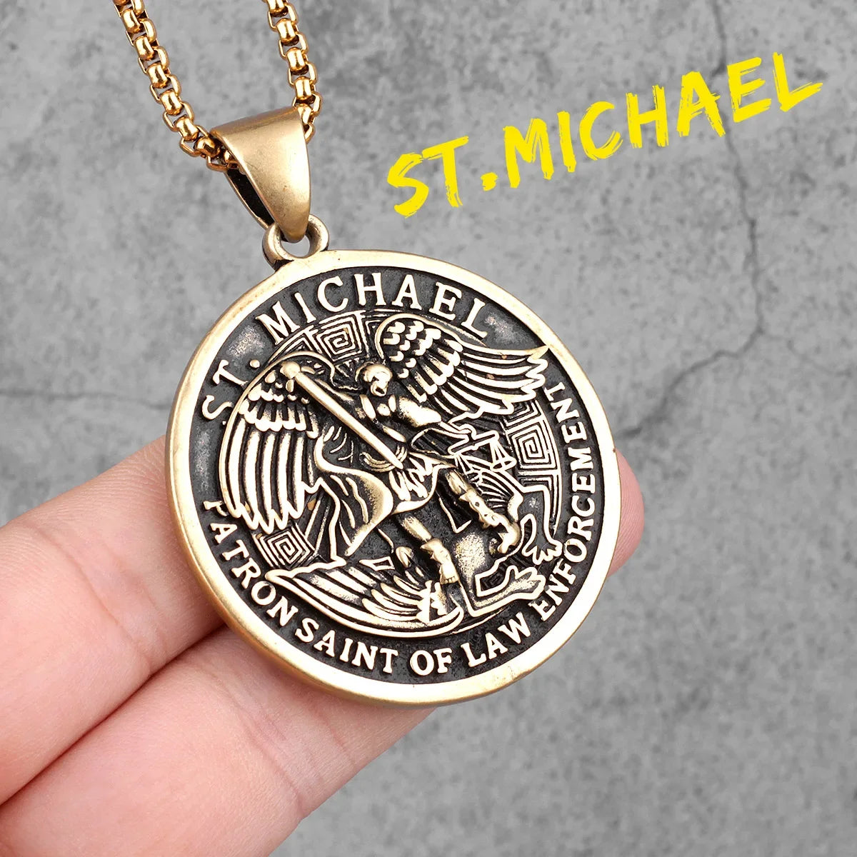 Arch Angel St.Michael Cross Wing Stainless Steel Men Necklaces Pendant Chain Amulet For Women Fashion Jewelry Gift