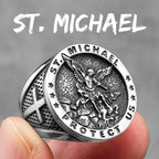 St.Michael St.Benedict Exorcism Powerful Talismans Stainless Steel Men Rings Punk New In For Male Women Fashion Jewelry