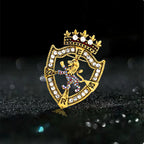 Vintage Lion Crown Brooch — Lapel Pin for Suit & Shirt Collar